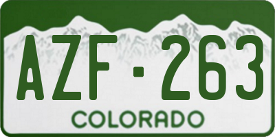 CO license plate AZF263