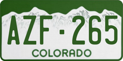 CO license plate AZF265