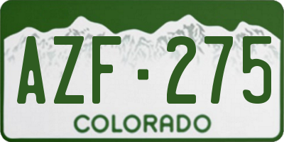 CO license plate AZF275