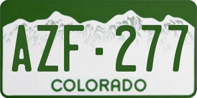 CO license plate AZF277