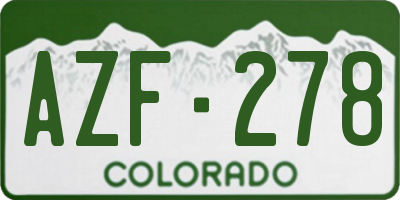 CO license plate AZF278