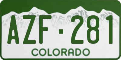 CO license plate AZF281