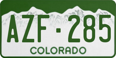 CO license plate AZF285