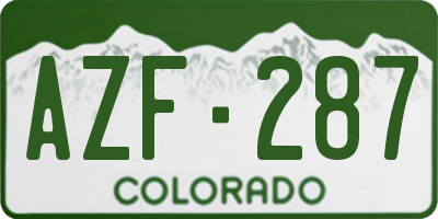CO license plate AZF287