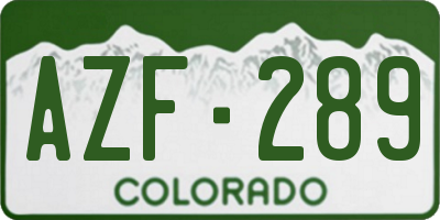CO license plate AZF289