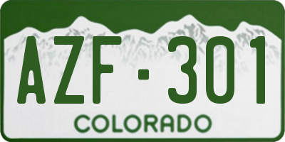 CO license plate AZF301