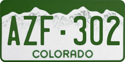 CO license plate AZF302