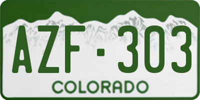 CO license plate AZF303