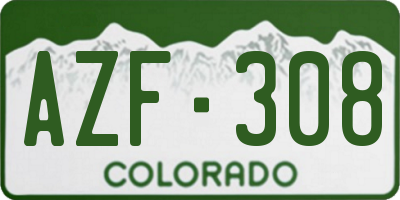 CO license plate AZF308