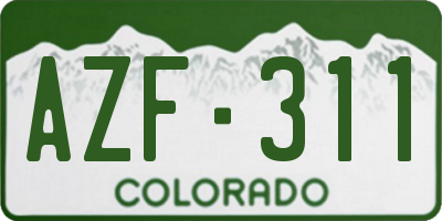 CO license plate AZF311