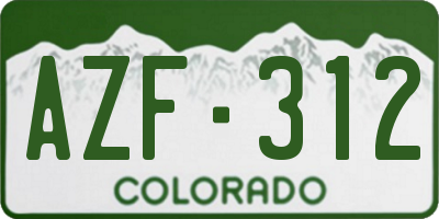 CO license plate AZF312