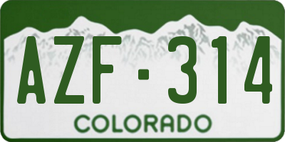 CO license plate AZF314