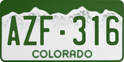 CO license plate AZF316