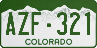 CO license plate AZF321