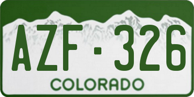 CO license plate AZF326