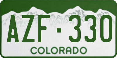 CO license plate AZF330