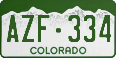 CO license plate AZF334