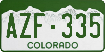 CO license plate AZF335