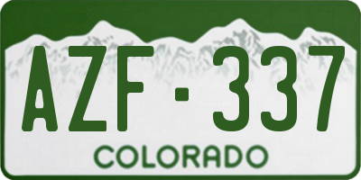 CO license plate AZF337