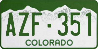 CO license plate AZF351