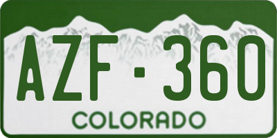 CO license plate AZF360