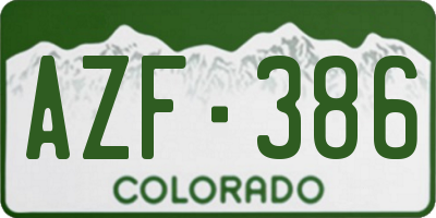 CO license plate AZF386