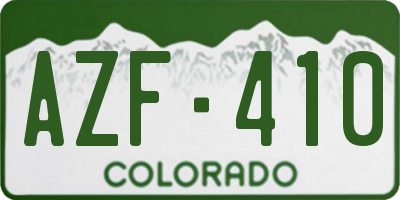 CO license plate AZF410