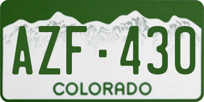 CO license plate AZF430