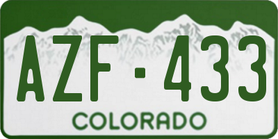 CO license plate AZF433