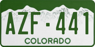 CO license plate AZF441