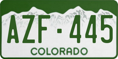 CO license plate AZF445