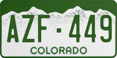 CO license plate AZF449