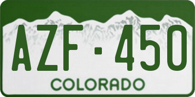 CO license plate AZF450