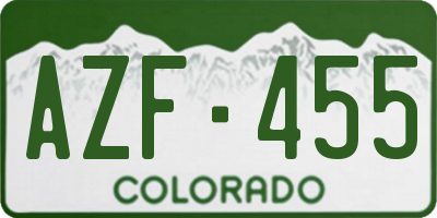 CO license plate AZF455