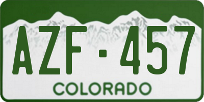 CO license plate AZF457