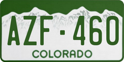 CO license plate AZF460