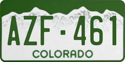 CO license plate AZF461