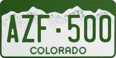 CO license plate AZF500