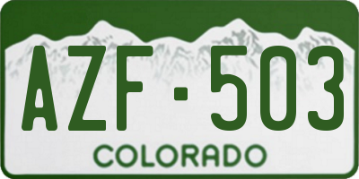 CO license plate AZF503
