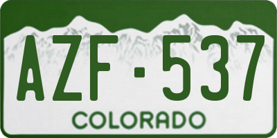 CO license plate AZF537
