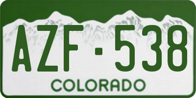 CO license plate AZF538