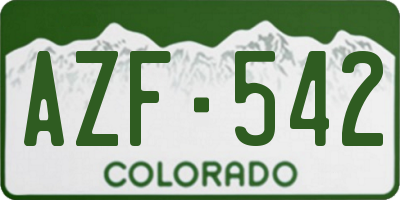 CO license plate AZF542