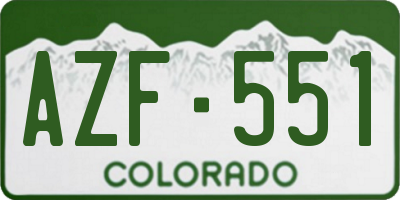 CO license plate AZF551