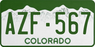 CO license plate AZF567