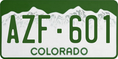 CO license plate AZF601