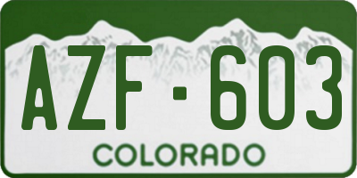 CO license plate AZF603