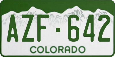 CO license plate AZF642