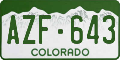 CO license plate AZF643