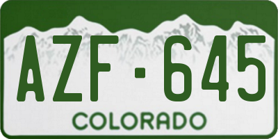 CO license plate AZF645