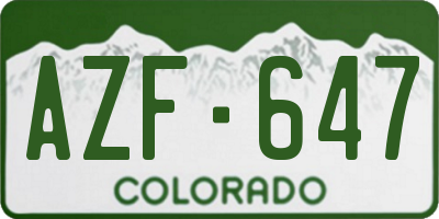 CO license plate AZF647